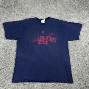 VINTAGE Cleveland Indians Shirt Mens Large Blue Red MLB Baseball Y2K 2000
